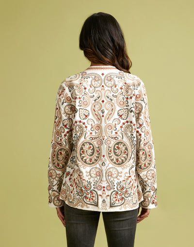 Earthy Multicolor Thread Embroidered Front Open Jacket