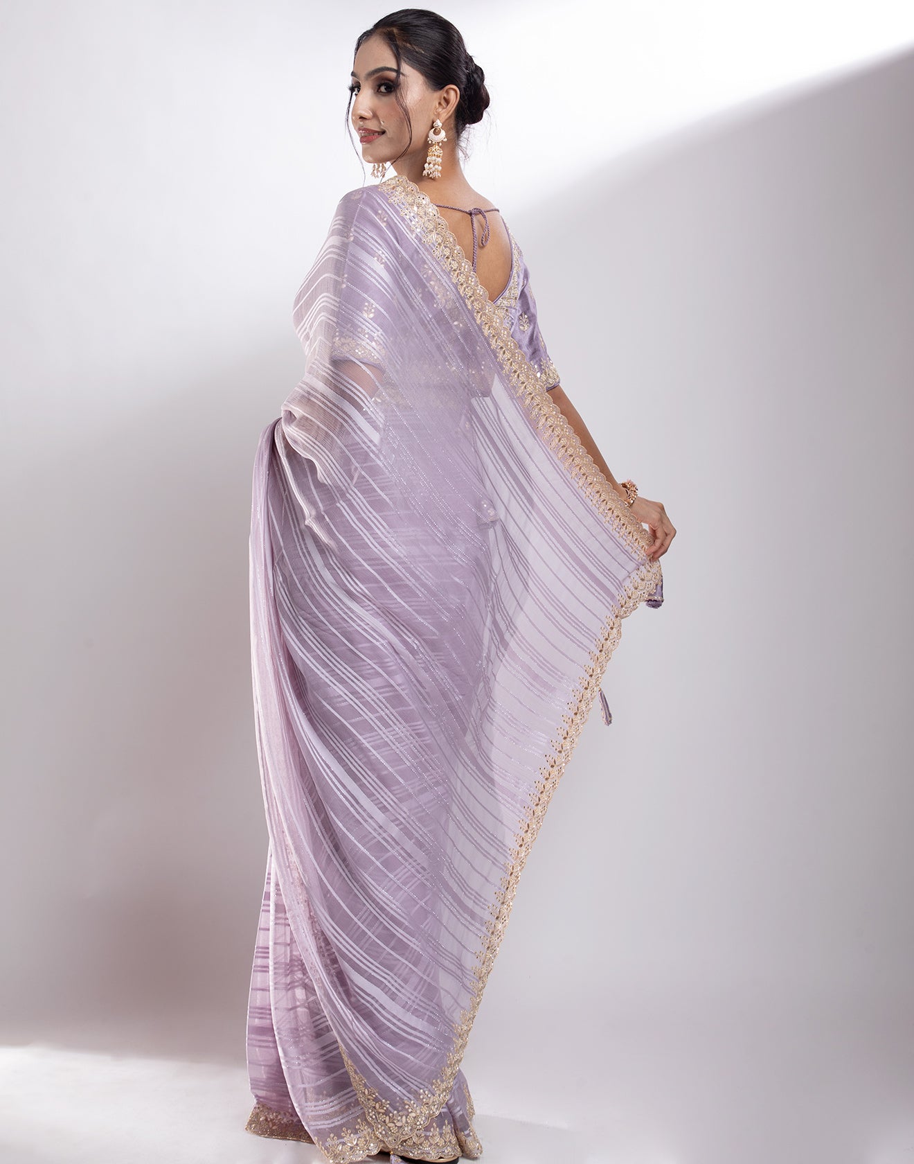 Glorious Lavender Chiffon Saree