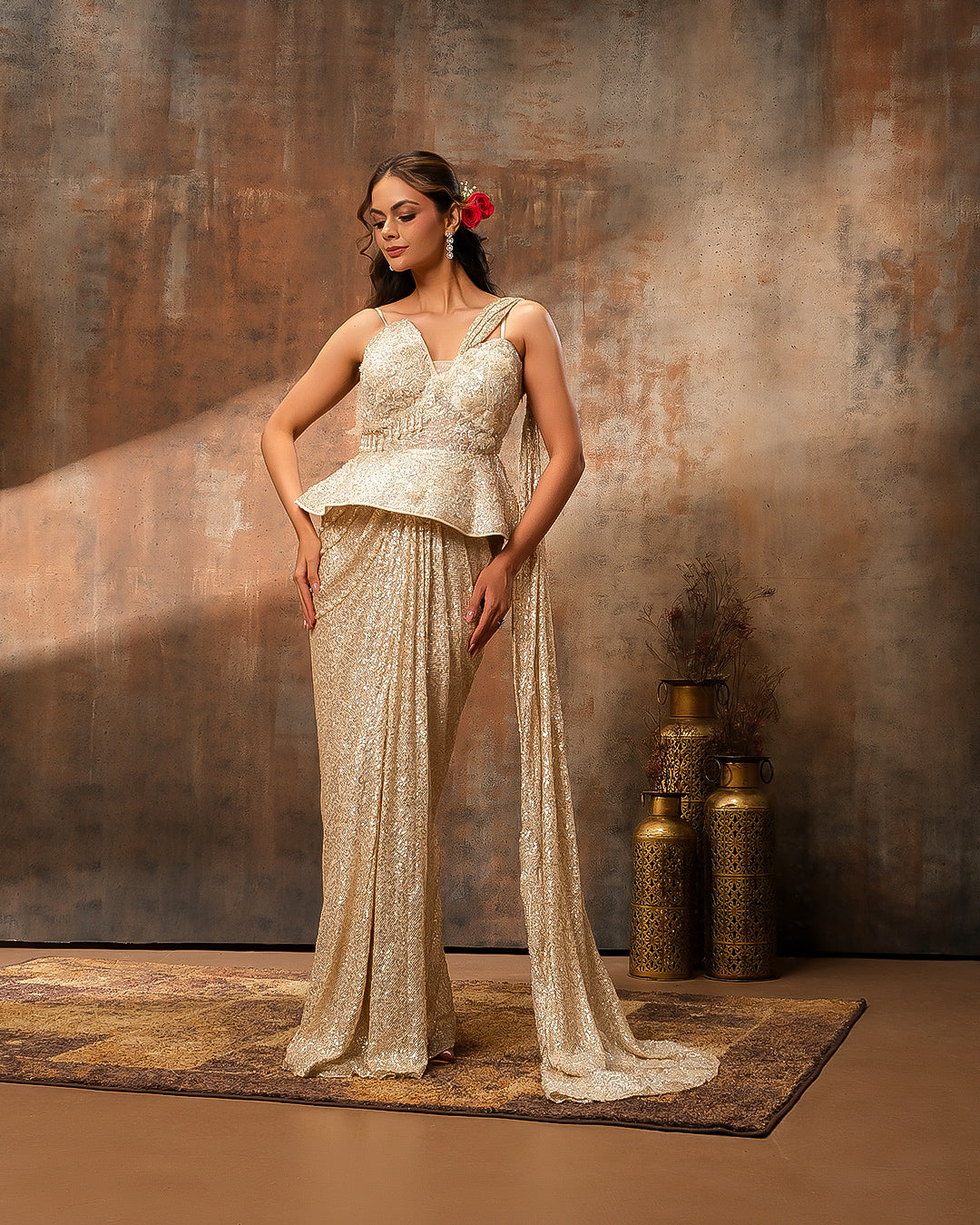 sachin and babi light blue dress Champagne One Shoulder Dress