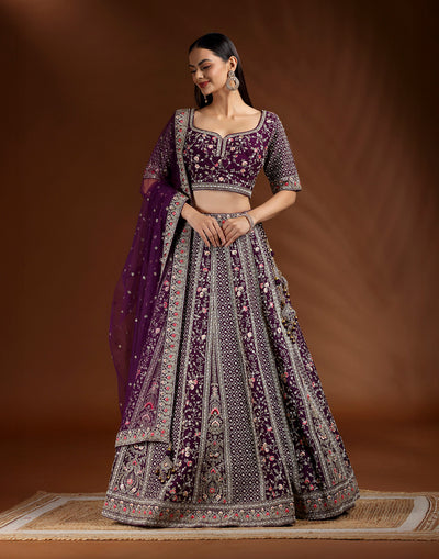 Amethyst Veil Embroidered Bridal Lehenga