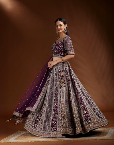 Amethyst Veil Embroidered Bridal Lehenga