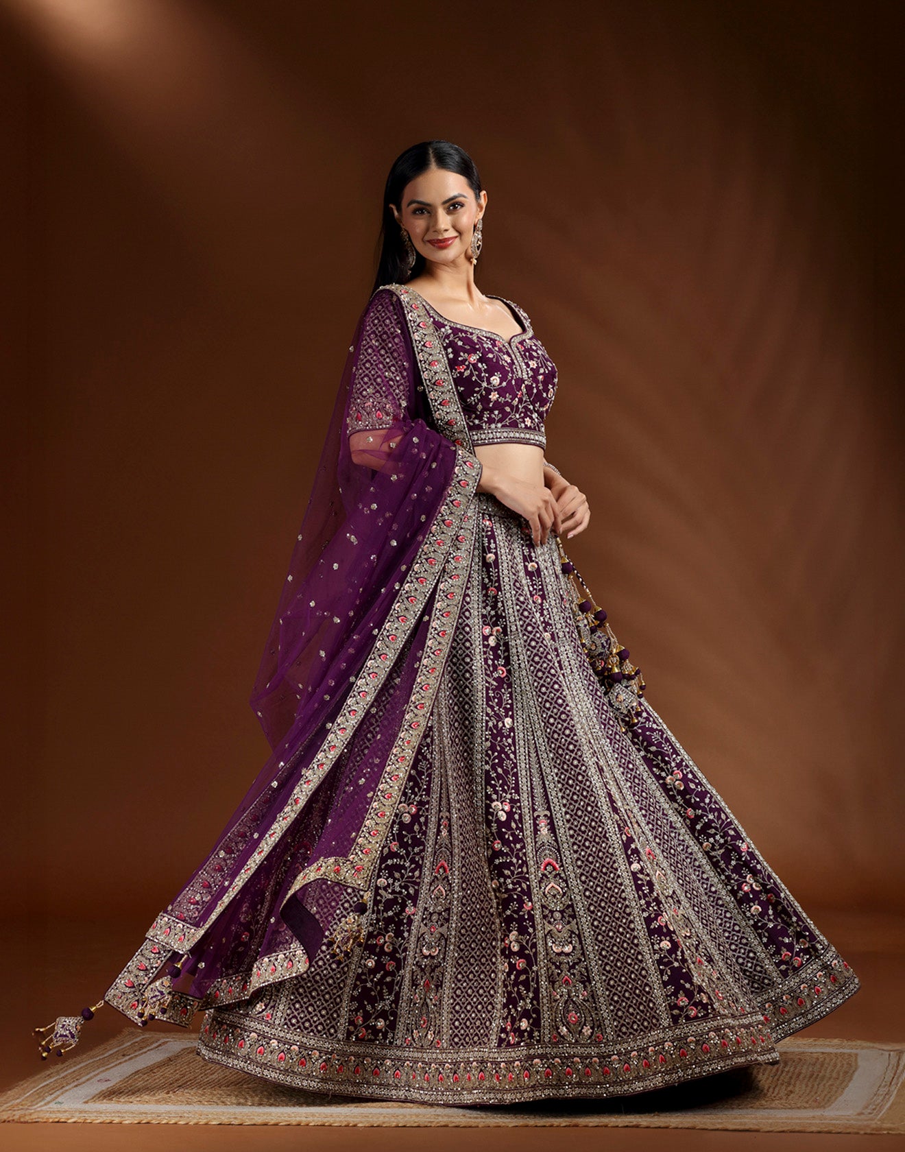 Amethyst Veil Embroidered Bridal Lehenga