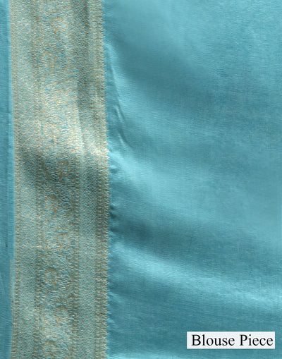Aqua Mist Floral Jaal Silk Saree