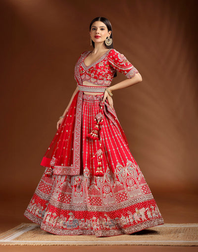 Baraat Muse Red Bridal Lehenga Set