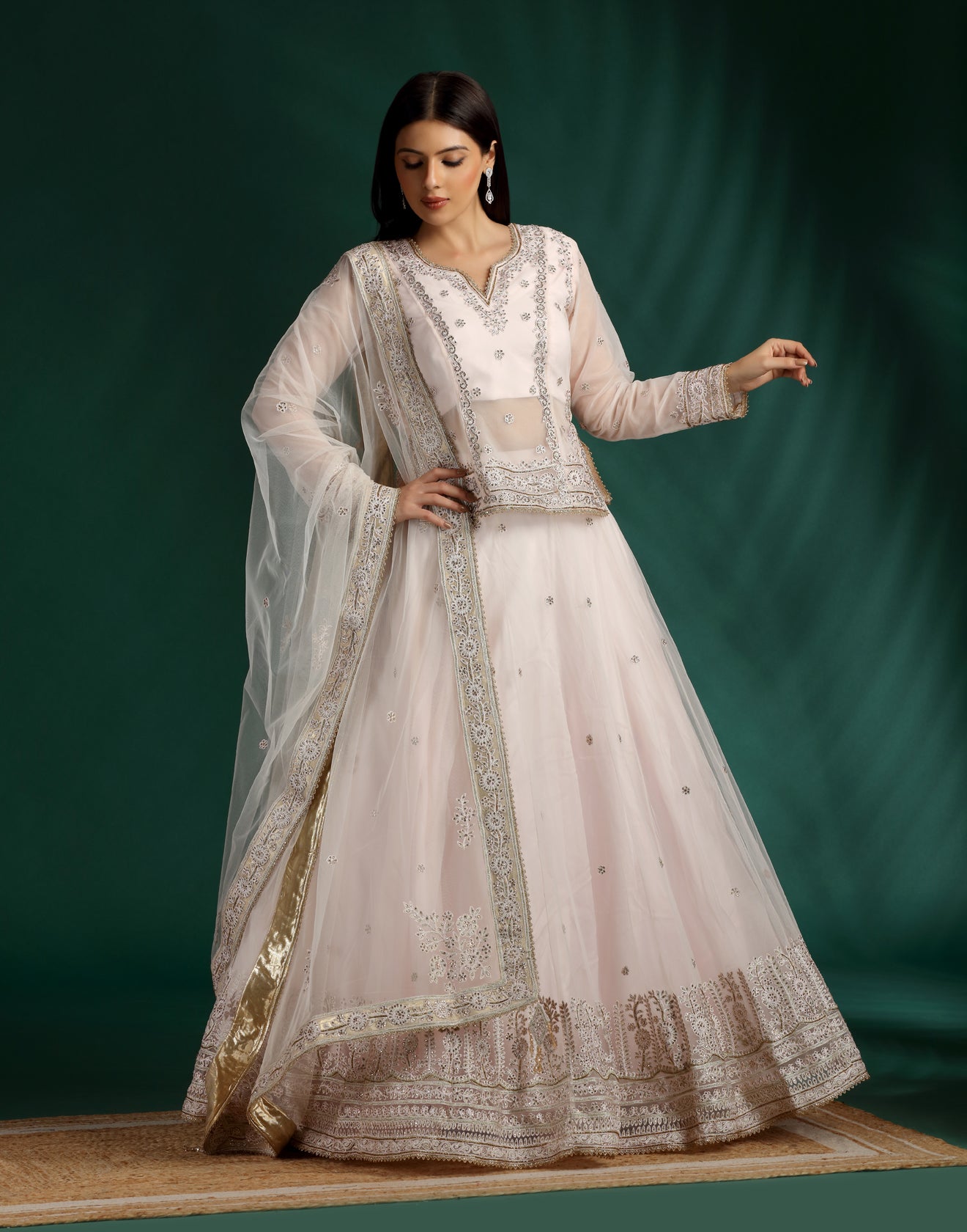 Blush-Pink-Aari-Thread-Work-Lehenga-With-A-Long-Choli-Set