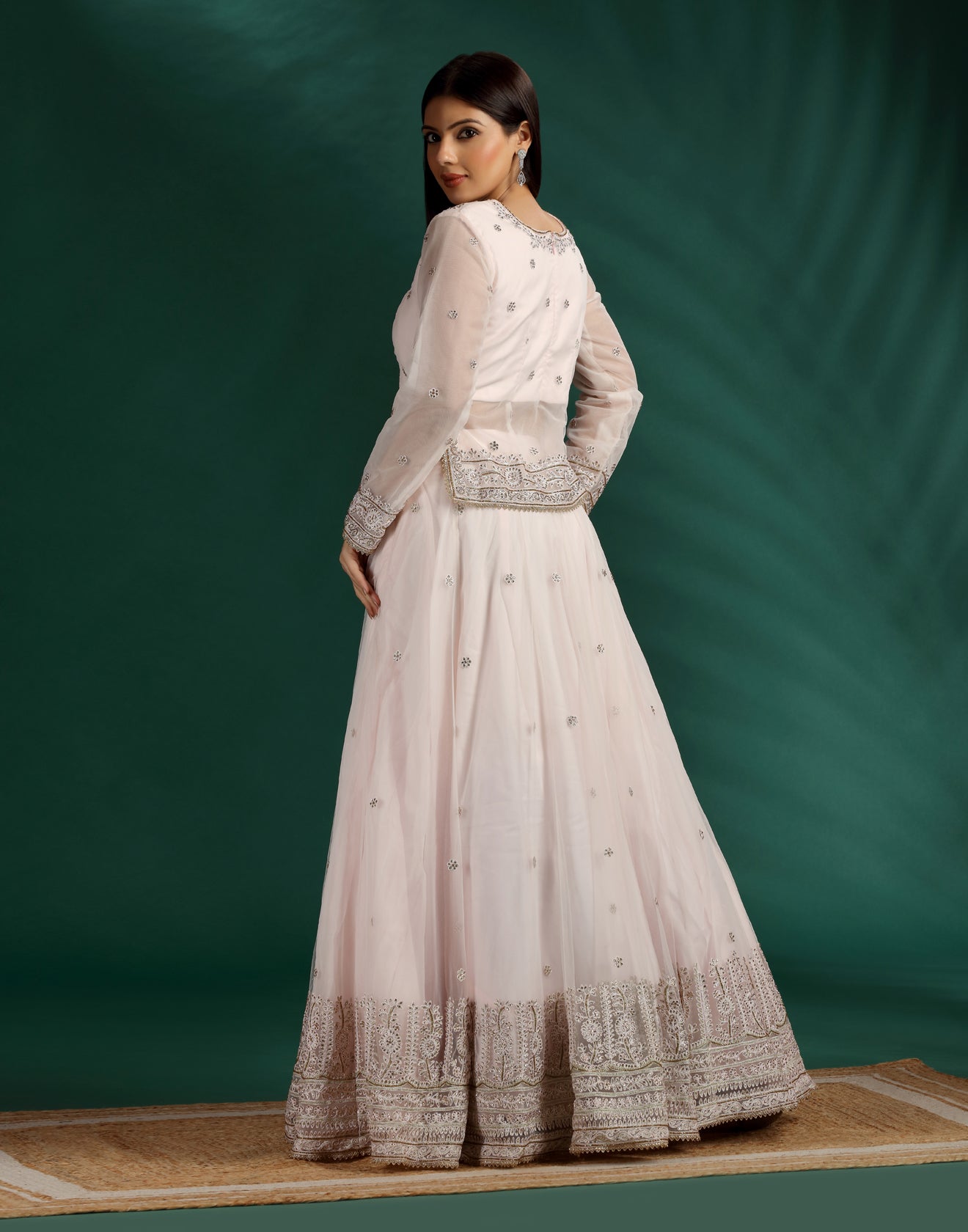 Blush-Pink-Aari-Thread-Work-Lehenga-With-A-Long-Choli-Set