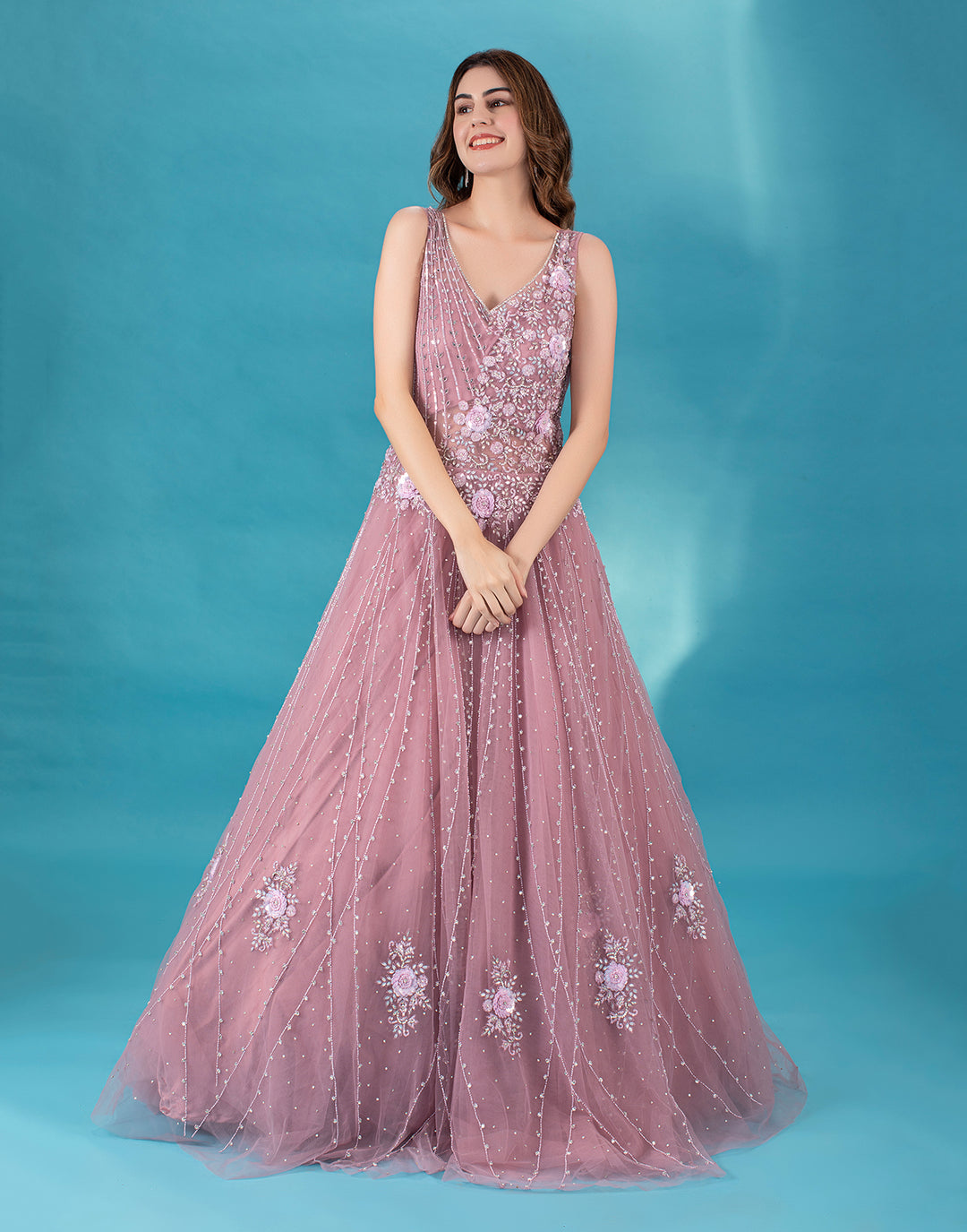 Cameo Pink Cocktail Gown Roopkala Global