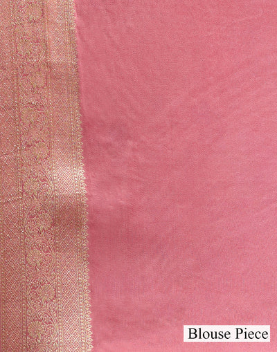 Champagne Peach Floral Jaal Silk Saree