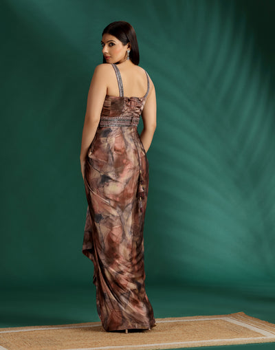 Cocoa Swirl Embellished Fusion Dress