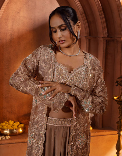 Copper Rose Embellished Indi-Cocktail Suit