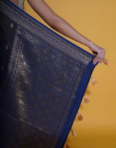 Cosmic Blue With Zari Butti Shimmer Silk Festive Saree