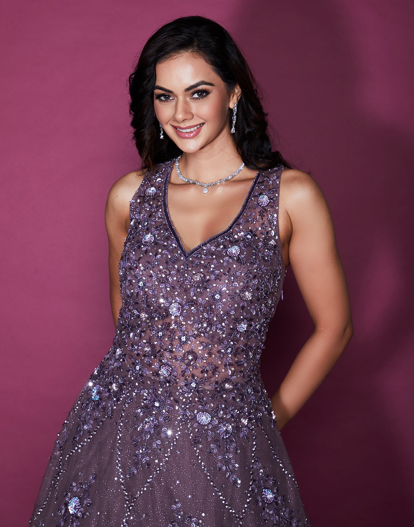 Cosmos Purple Embellished Bridal Gown