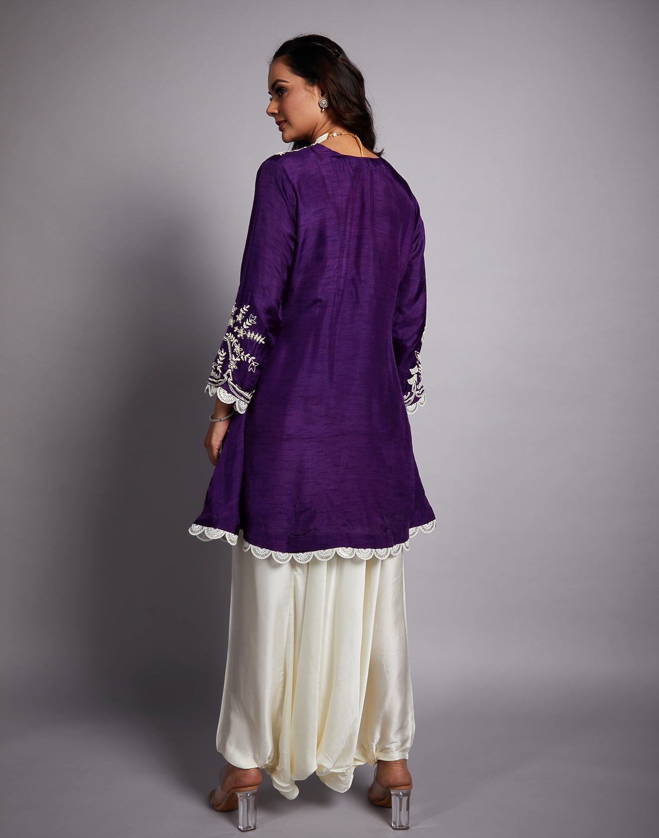 Deep Purple Co-Ord Salwar Set With Patch Work Embroidery