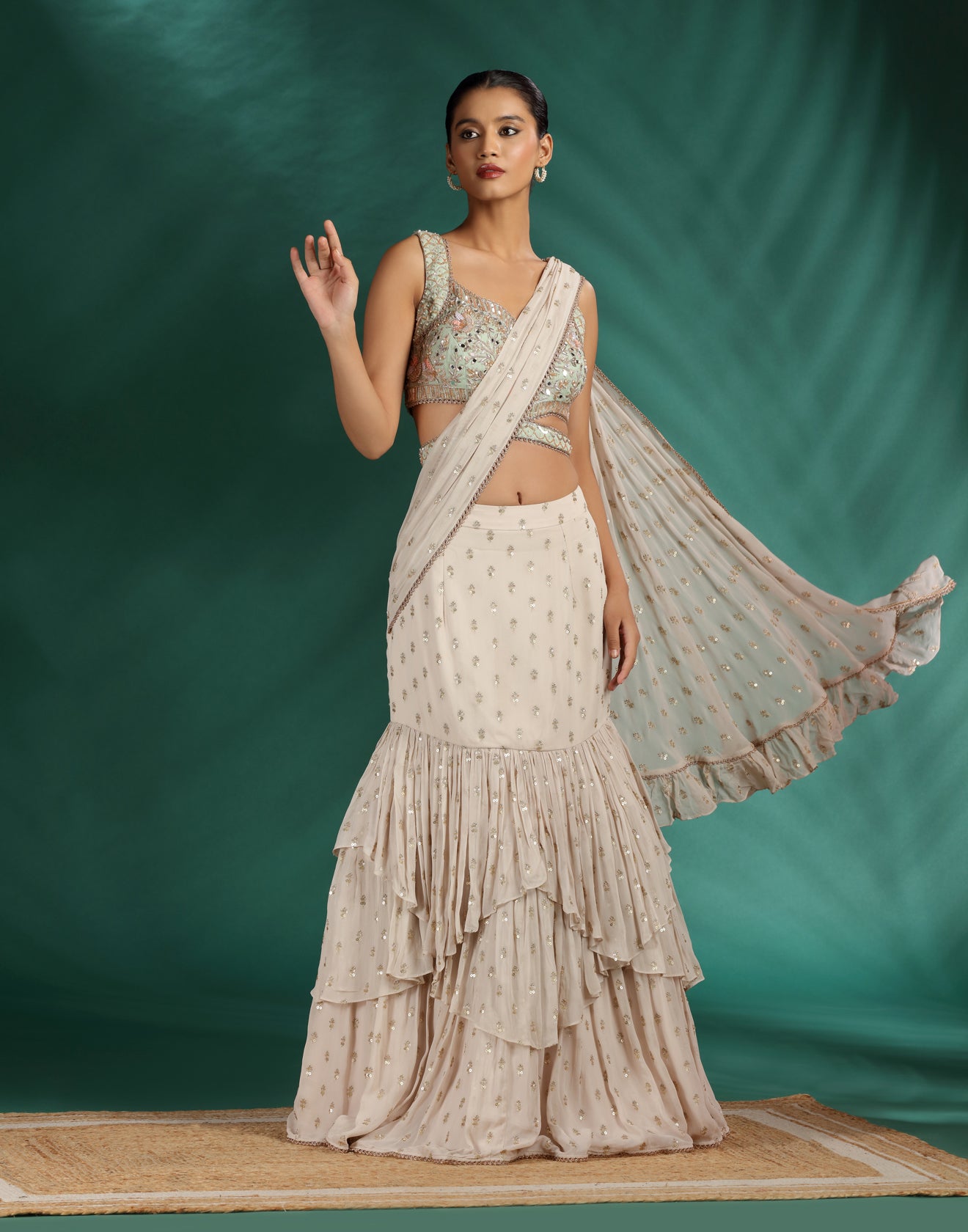 Dusky-Meadow-Layered-Lehenga-With-Embroidered-Blouse
