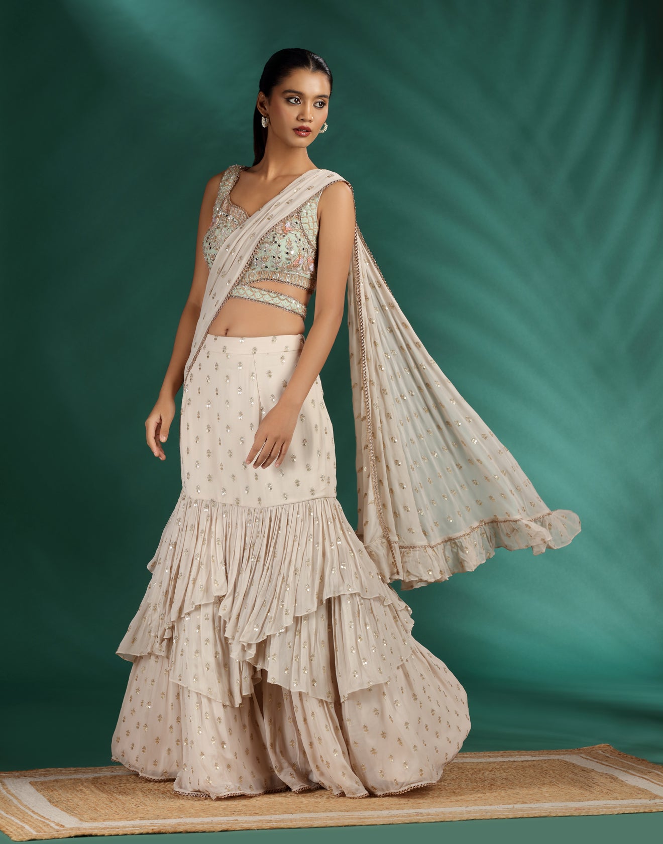 Dusky-Meadow-Layered-Lehenga-With-Embroidered-Blouse