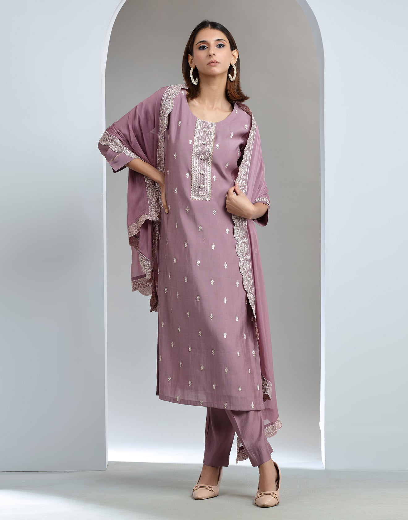 Dusty Mauve Festive Kurta Set