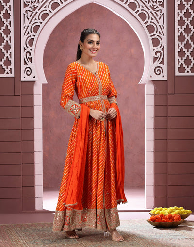 Fiery Grace Leheriya Printed Festive Anarkali Suit