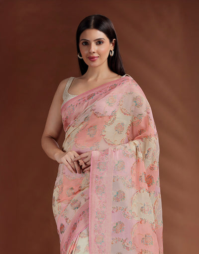 Floral Sorbet Dola Georgette Saree With Unstitched Blouse Fabric