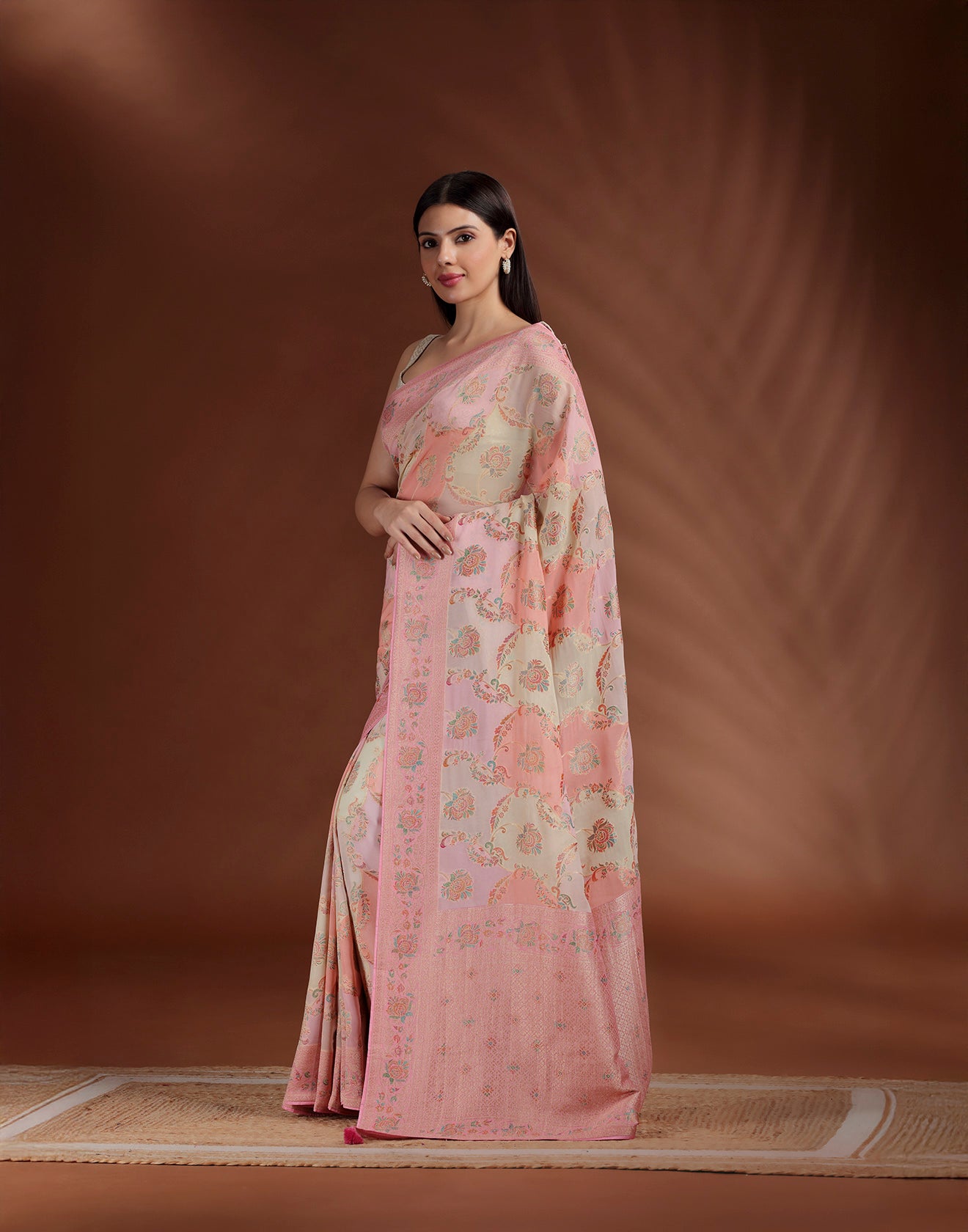 Floral Sorbet Dola Georgette Saree With Unstitched Blouse Fabric