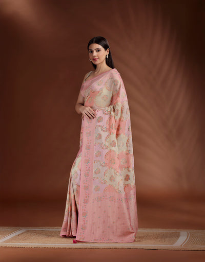 Floral Sorbet Dola Georgette Saree With Unstitched Blouse Fabric