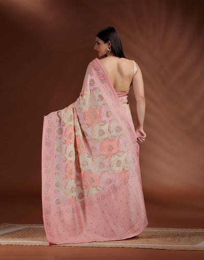 Floral Sorbet Dola Georgette Saree With Unstitched Blouse Fabric