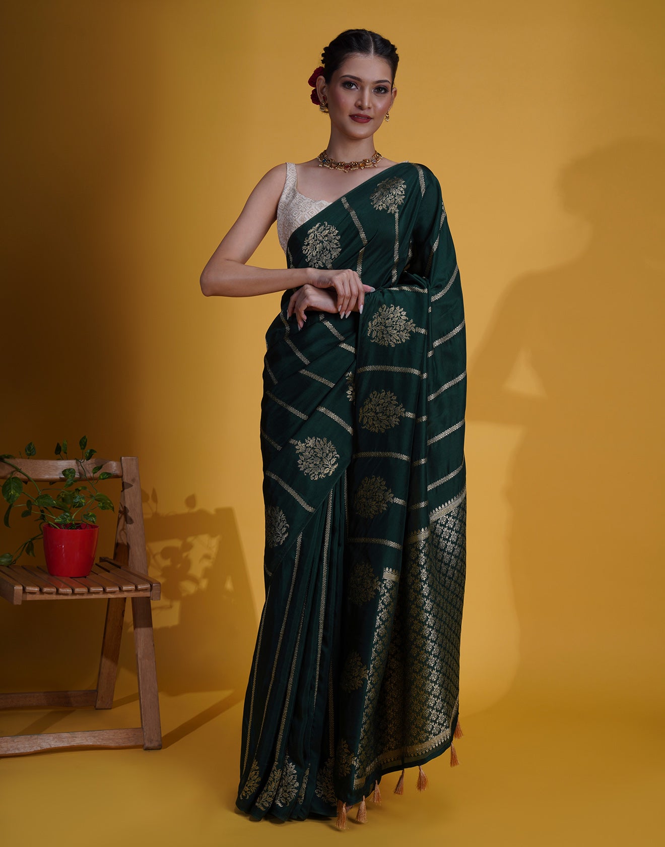 Forest Emerald Festive Silk Saree