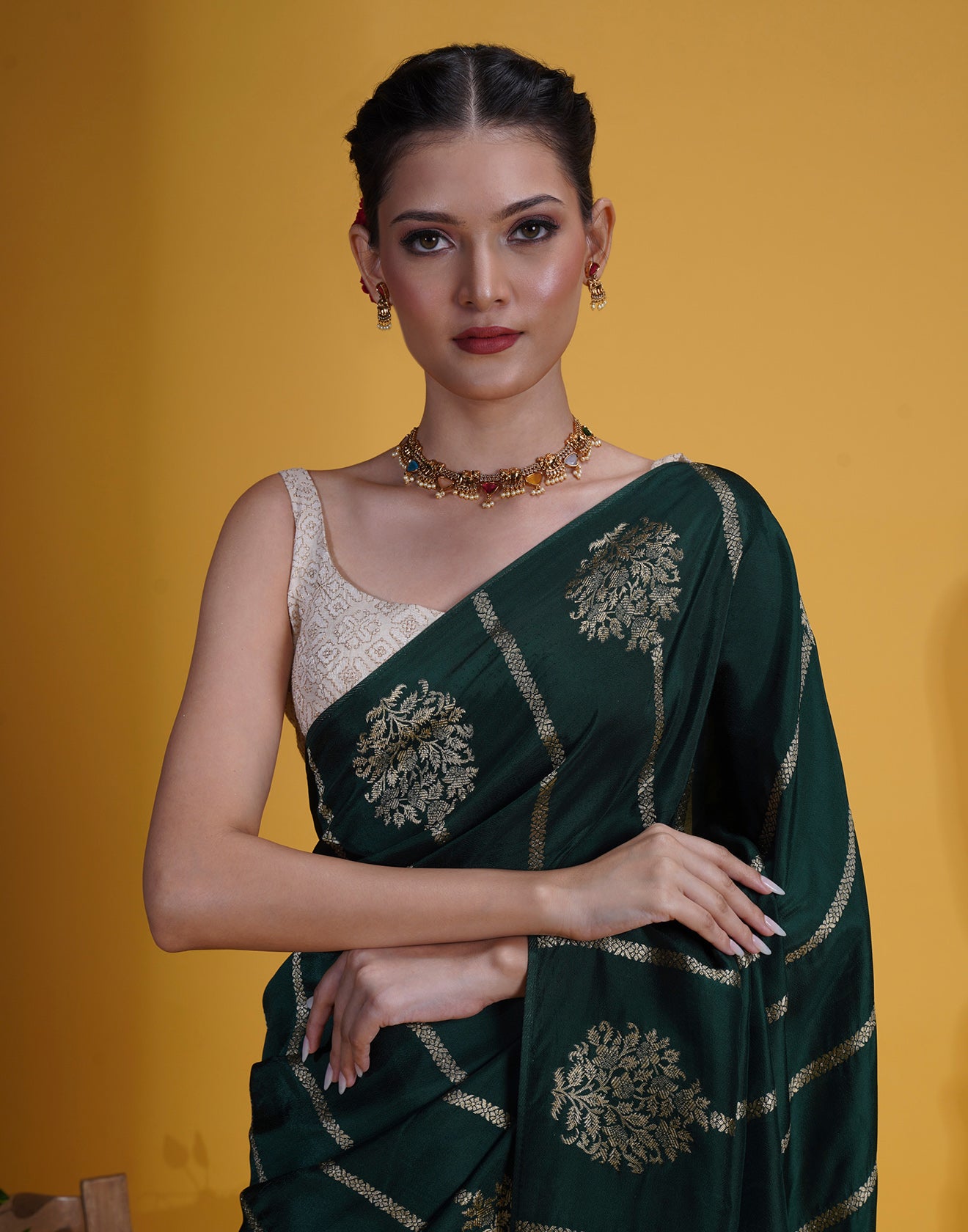 Forest Emerald Festive Silk Saree