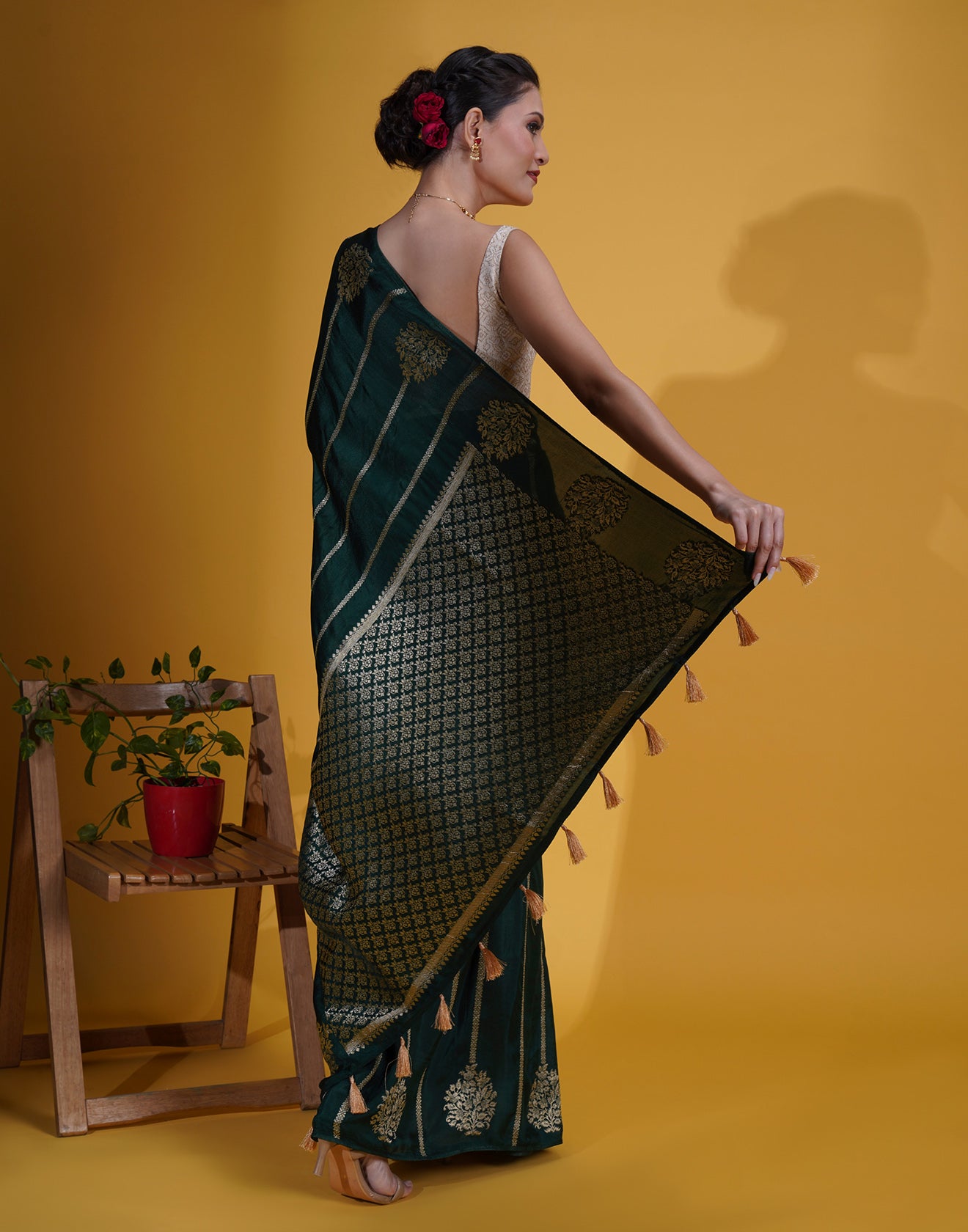 Forest Emerald Festive Silk Saree