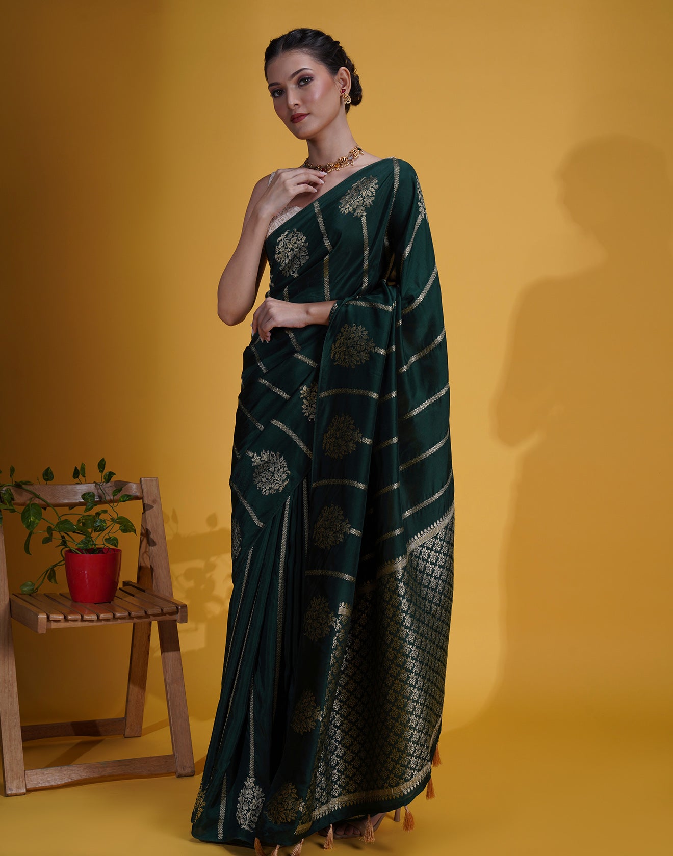 Forest Emerald Festive Silk Saree