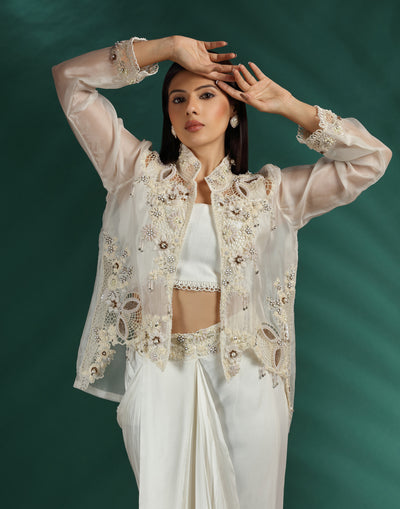Frost Mist Embellsihed Fusion Jacket Set