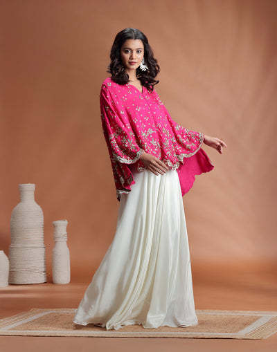 Fuschia Glam Poncho Fusion Set