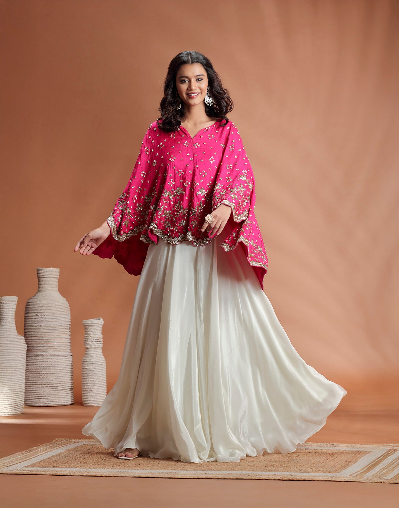 Fuschia Glam Poncho Fusion Set
