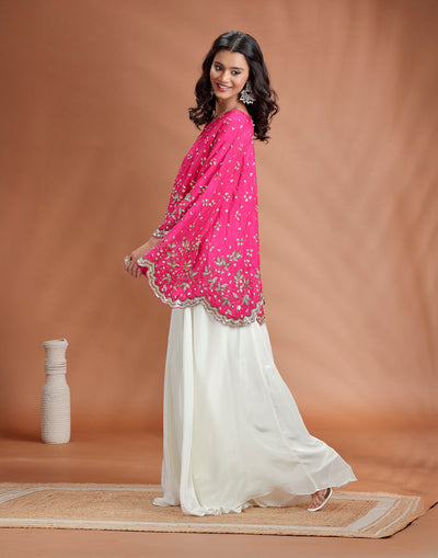Fuschia Glam Poncho Fusion Set