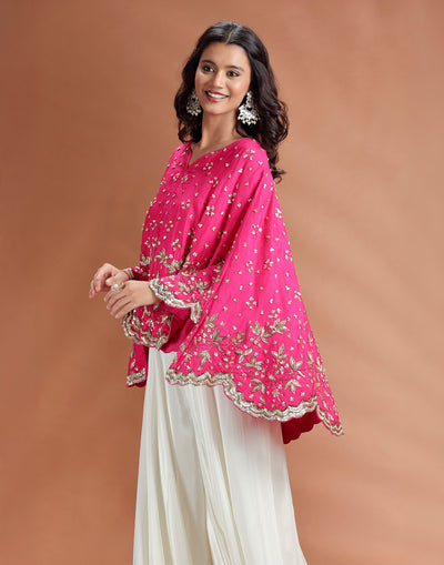Fuschia Glam Poncho Fusion Set