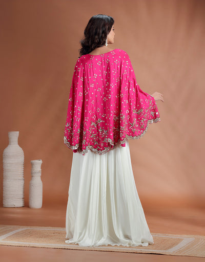 Fuschia Glam Poncho Fusion Set