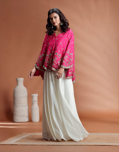 Fuschia Glam Poncho Fusion Set