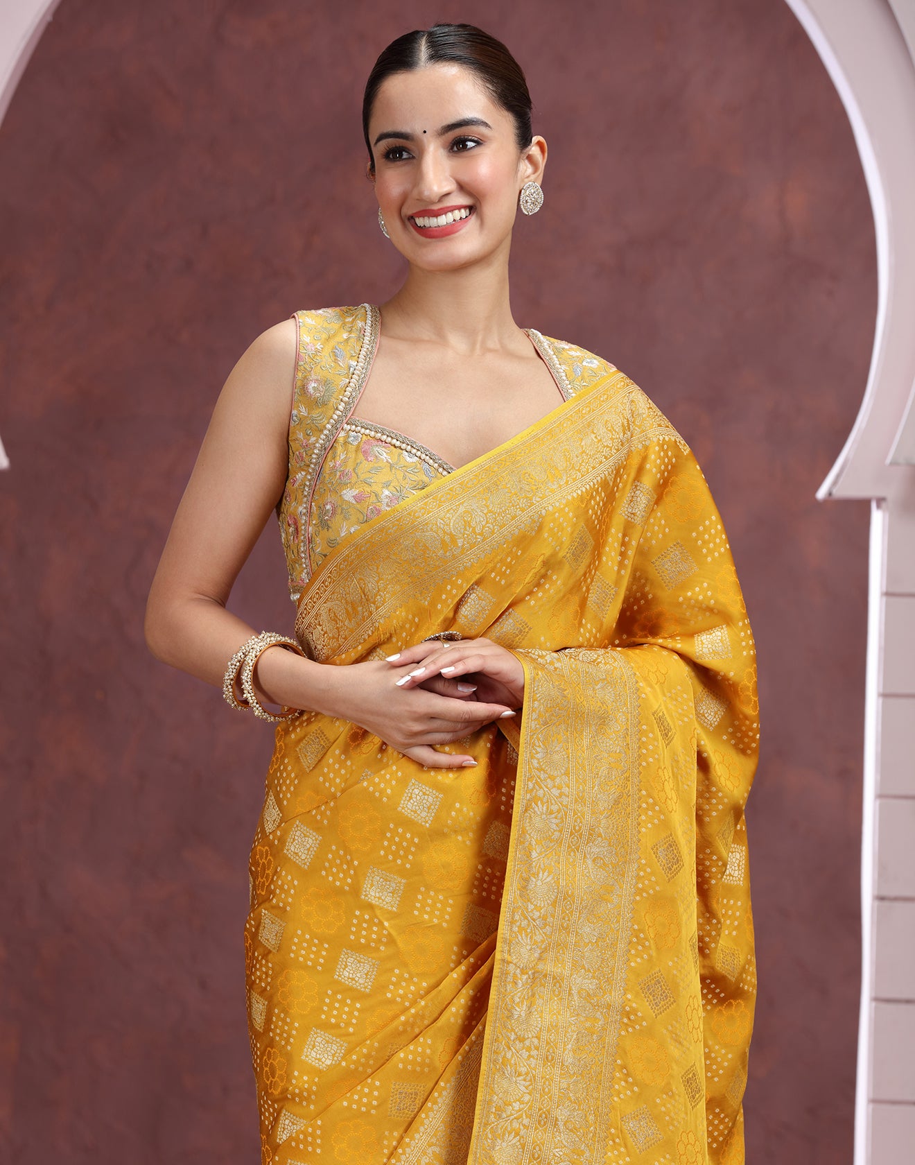 Gendaa Phool Festive Bandhej Saree