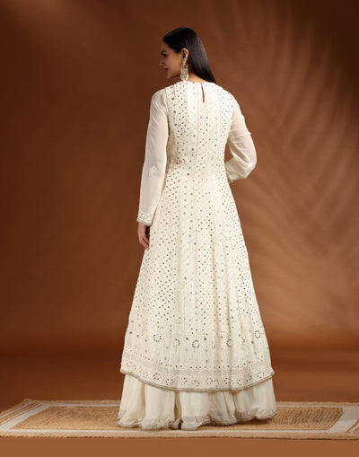 Golden Husk Lucknowi Embellished Sharara Suit