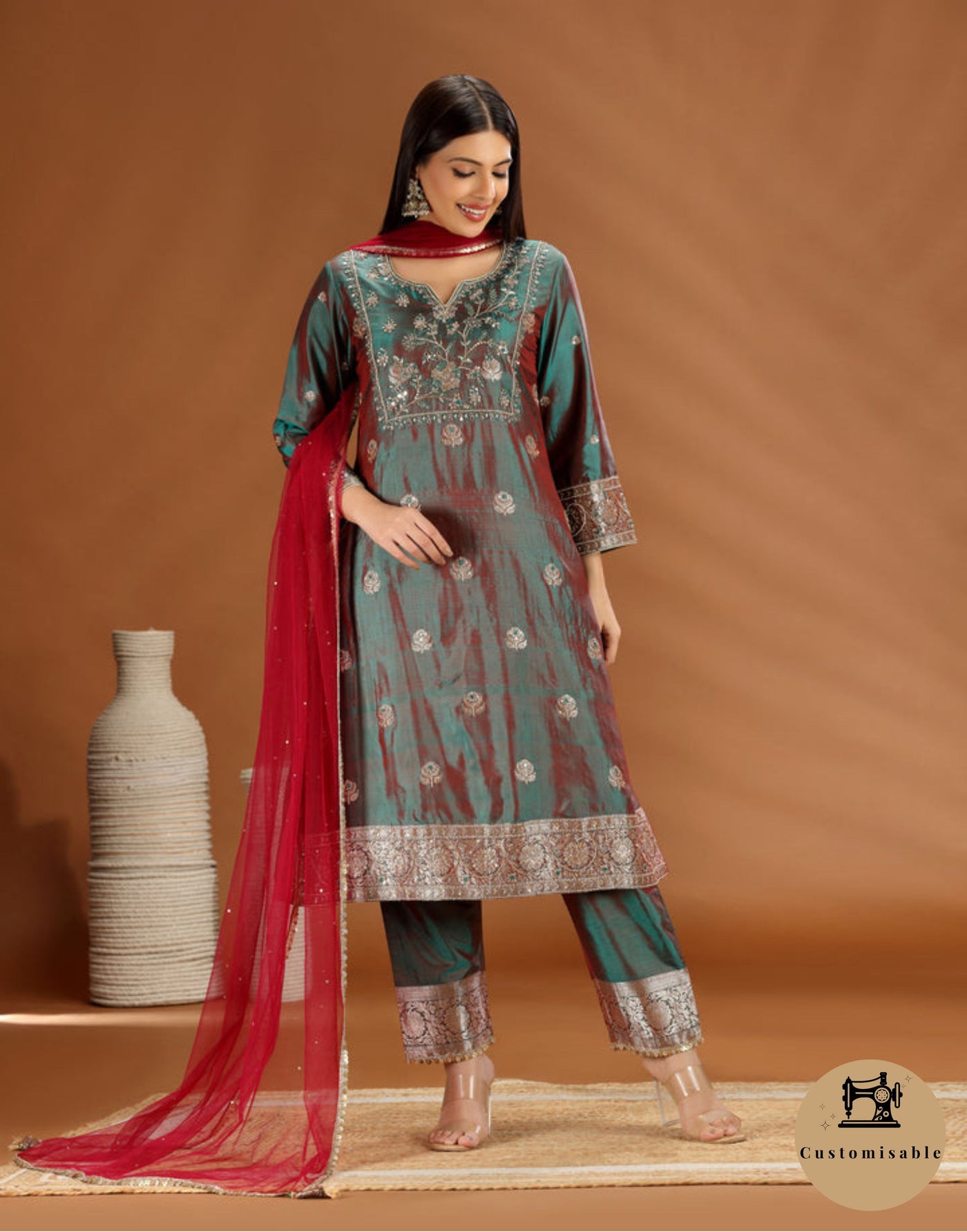 Gulbagh Glint Hand Embroidered Pure Banarasi Silk Salwar Suit