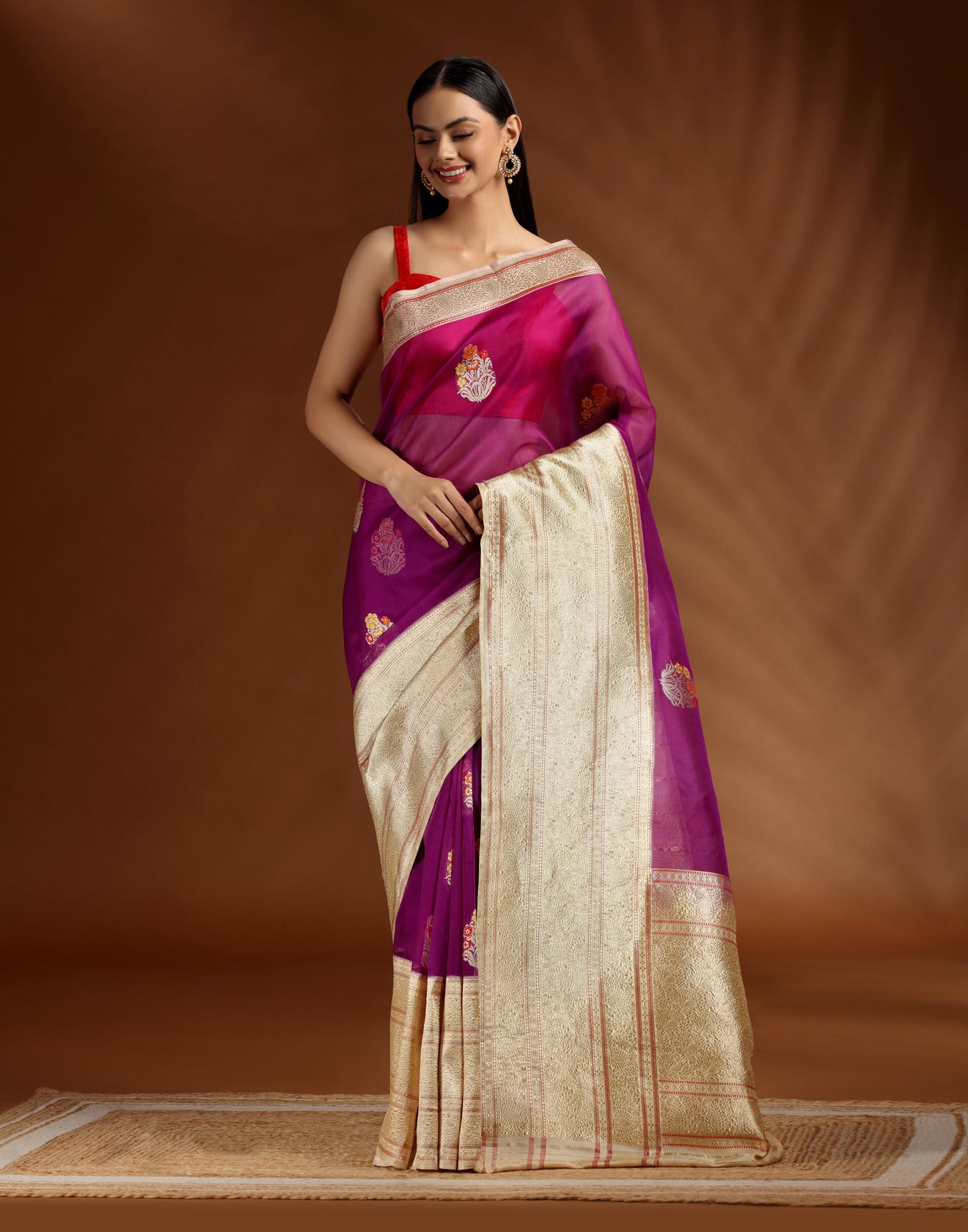 Iris Glaze Pure Silk Saree With Unstitched Blouse Fabric