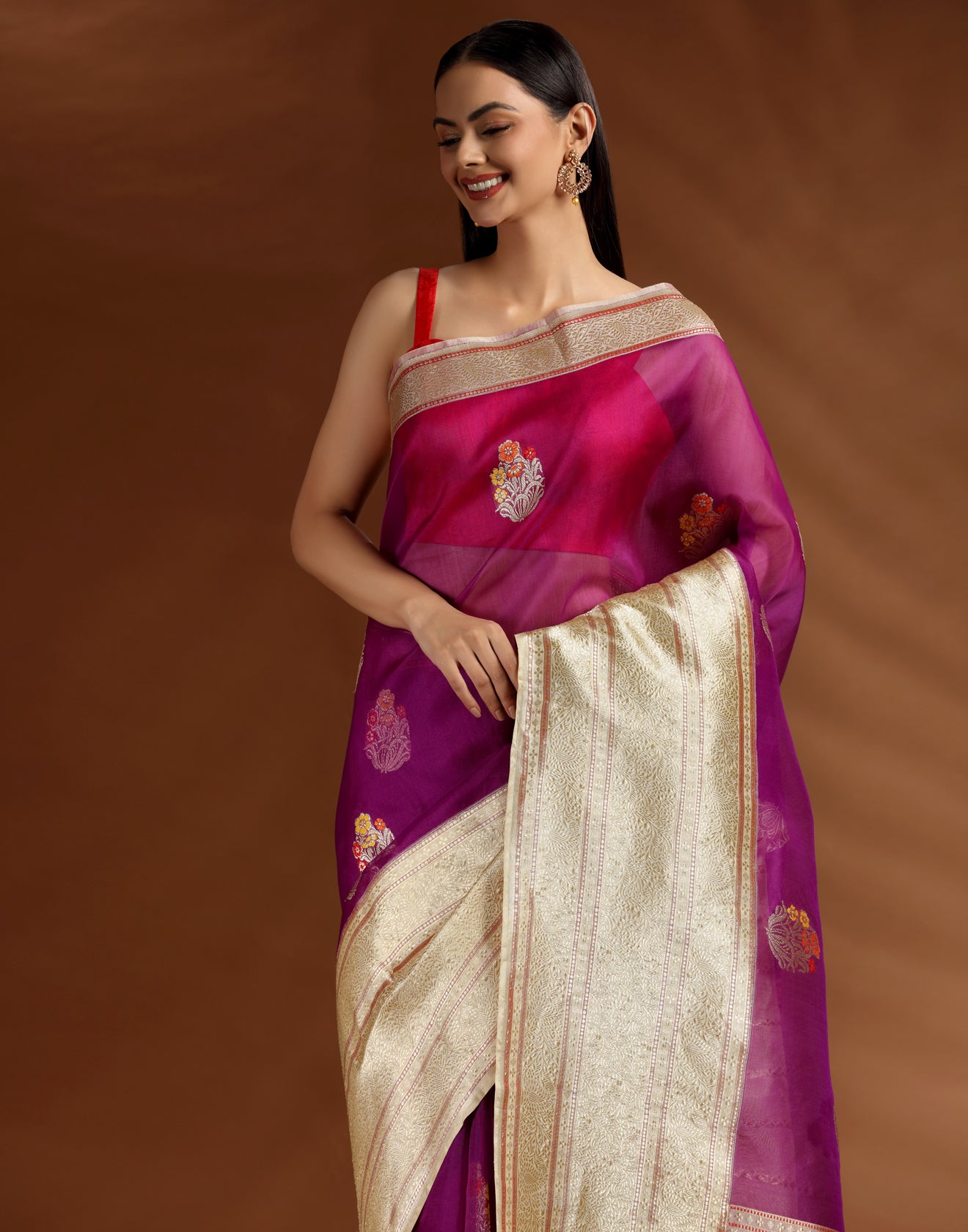 Iris Glaze Pure Silk Saree With Unstitched Blouse Fabric