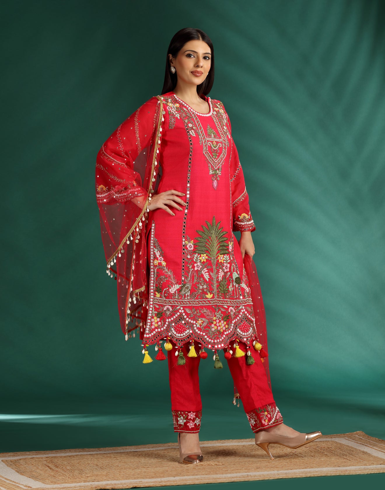 Laal Noor – Straight Cut Suit with Tassel Detailing