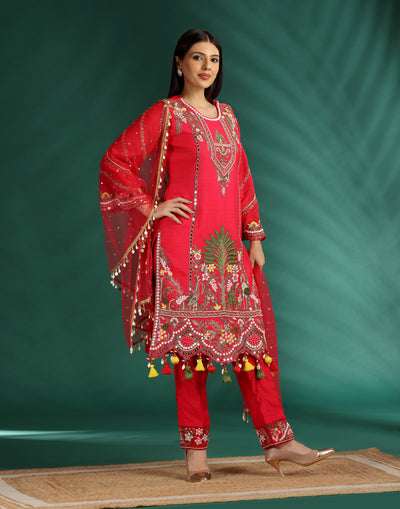 Laal Noor – Straight Cut Suit with Tassel Detailing