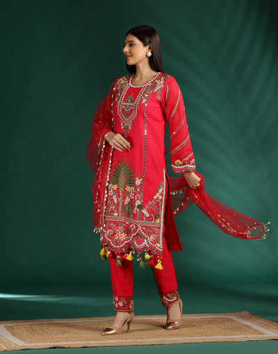 Laal Noor – Straight Cut Suit with Tassel Detailing