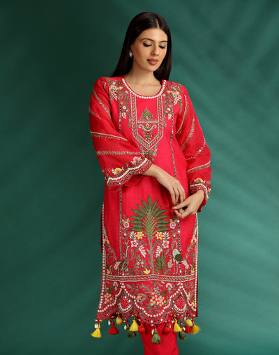 Laal Noor – Straight Cut Suit with Tassel Detailing