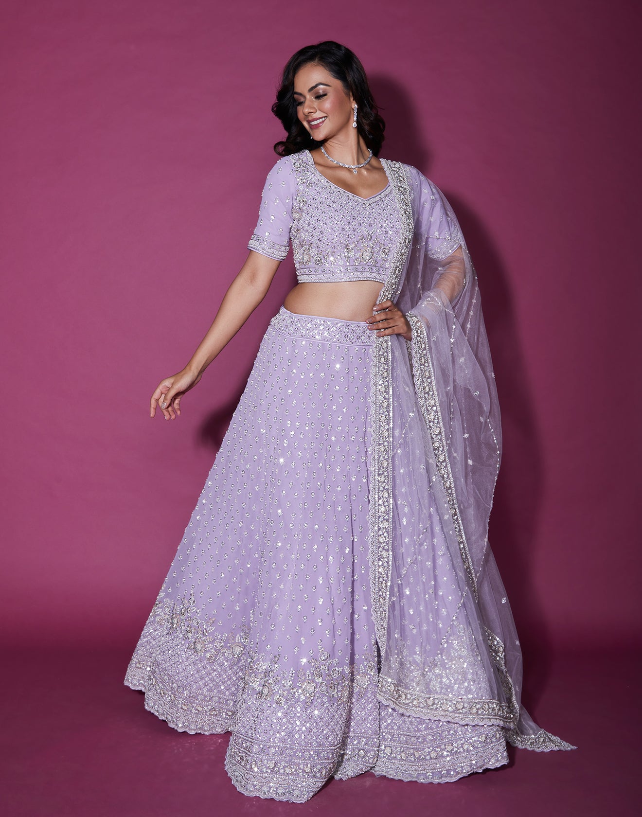 Lavender Charm Embellished Lehenga Set