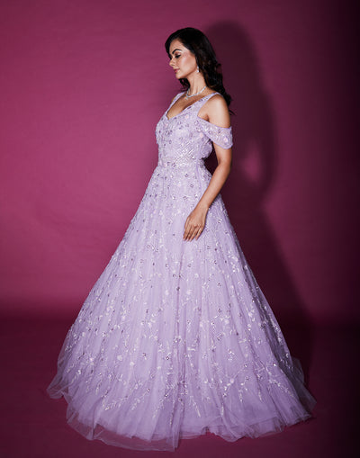 Lilac Embellished Bridal Gown