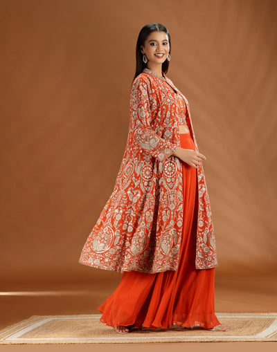Mandarin Muse Embroidered Fusion Jacket Set
