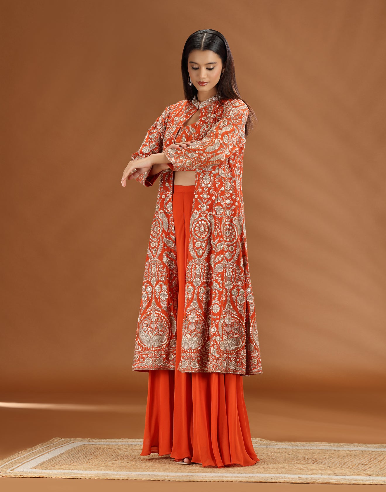 Mandarin Muse Embroidered Fusion Jacket Set