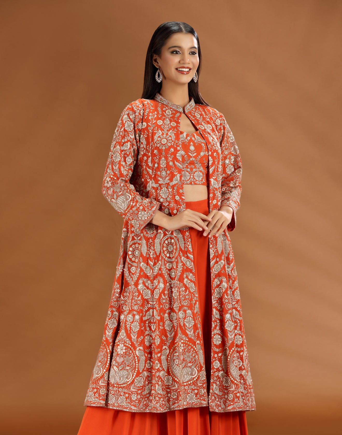 Mandarin Muse Embroidered Fusion Jacket Set